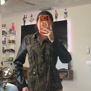 New Look Camouflage Utility Jacket with Black Sleeves